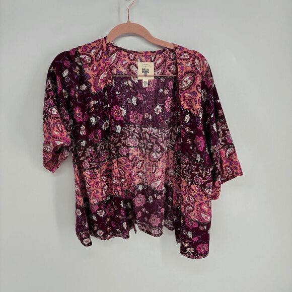 Billabong womens purple pink preowned short sleeve open front light popover M - Picture 1 of 6